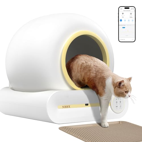 Self Cleaning Cat Litter Box, Automatic Cat Litter Box with Mat & Liners, 65L+9L Large Capacity Self Cleaning Litter Box